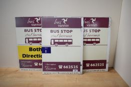 Three vintage Isle of Man Bus Stop Flags, Both Directions, Zone 1 and plain, all Bus Vannin,