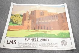 Railway Poster, Midland & Scottish Railway, Furness Abbey, by Norman Wilkinson R.I, LMS, printed