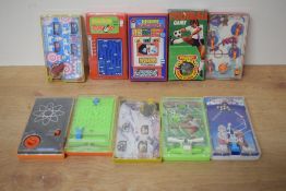 Ten 1970's Pocket Pocketeers Games, 1975 Tomy Fruit Machine, Tomy Pass The Puck, Shootin Gallery,