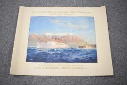 Railway Poster, Maurice Randall, R.M.S. Arundel Castle, Union-Castle Line to South Africa West &