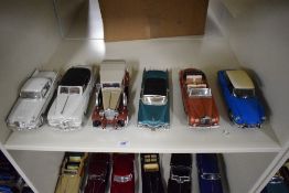 Six 1:18 scale Die-casts, Anso 1957 Studebaker Gold Hawk, 1947 Cadillac Series 62, 1932 Phaelon V16,