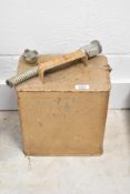 A vintage Shell fuel can with original brass cap and filler