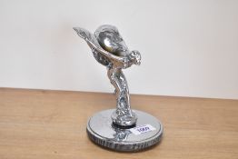 A Rolls Royce Spirit of Ecstasy car mascot on threaded chrome base