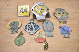 A selection of Car club badges RAC and AA badges