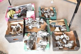 Six boxes of Automobilia including SU Carbs, SU Parts and Filters, Twin Carbs, Manifolds and