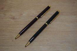 Two Waterman Gentleman ballpoint pens in Green, and Burgundy Laque