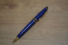 A Waterman Expert propelling pencil in Blue Laque
