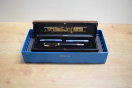 A boxed and Uninked Parker Duofold Greenwich cartridge /converter fountain pen in black chaised