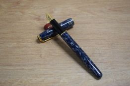 A Parker Sonnet converter fill fountain pen in Laque Indigo having Parker 18k 750 nib
