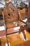 A Victorian Gothic hall chair