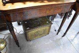 A Victorian nmahogany fold over tea table, width approx. 95cm