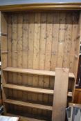 A large natural pine bookshelf, height approx. 236cm