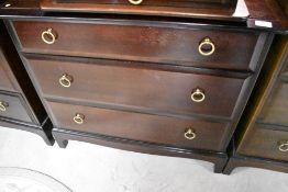 A Stag three drawer bedroom chest and a similar bedside chest