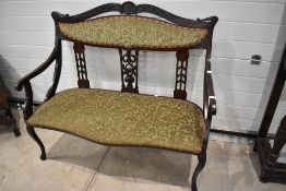 A Victorian salon settee, width approx. 117cm
