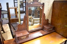 A Victorian stained frame stand along dressing table mirror, width approx. 94cm