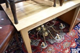 A modern beech kitchen table of rectangular form, approx 115 x 72cm