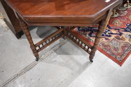 A Victorian stained frame octagonal occasional /breakfast table having turned frame, diameter