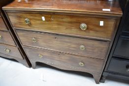 A 19th Century mahogany chest of three long drawers, nice proportions, width approx. 76cm
