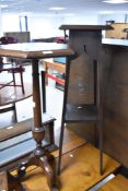 A Victorian mahogany occasional table and an oak plant stand