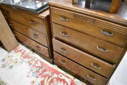 An early 20th Century oak bedroom chest and dressing table