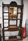 A Victorian oak hall stand, height approx. 213cm, width 107cm