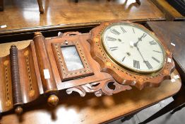 A 19th Century American style wall clock having inlaid decoration , height approx. 80cm