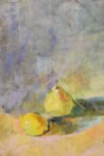 Vesela Sultanova 'VesA' (Contemporary) pastel on paper, 'Still Life with lemon and pear, 2022',