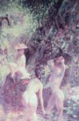 After Dexter Brown (British b.1942) a limited edition colour print 'The Bathers' depicting three
