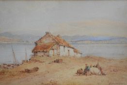 William Woodhouse (British 1857-1939) watercolour, coastal fishermans' cottage, bearing signature