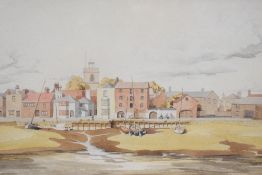 William Walker, 20th century English school watercolour, depicting boats in a harbour at low tide at
