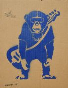 In the style of Banksy (British, b1974) limited edition graffiti stencil on cardboard, 