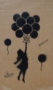 In the style of Banksy (British, b1974) limited edition graffiti stencil on cardboard, 