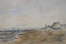 C B Forbes (19th Century) English school watercolour on paper, depicting a seaside scene with houses