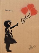 In the style of Banksy (British, b1974) limited edition graffiti stencil on cardboard, 