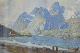 After Alfred Heaton Cooper (British 1864-1929) colour print 'The Raft Sund, Loffoden Islands,