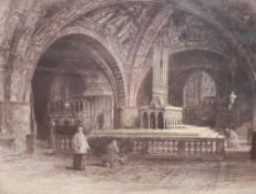 A 19th century engraving, Basilica di San Francesca, indistinctly signed in pencil to margin, within