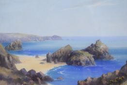 Harold Gordon (British 19th/20th century) watercolour and gouache, Kynance Cove, Cornwall, signed