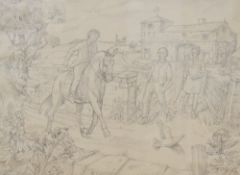 Peter G.L Freeman (British 20th/21st century) pencil drawing 'The Poet Goes Riding' signed lower