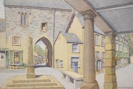 Local Interest* David Cooper (British 20th century) watercolour, Cartmel Square, signed lower