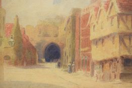Henry Bright (British 1810/14-1873) watercolour, period street scene, signed lower left, within