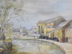 J Raynor, 20th century English school watercolour, depicting an canal and industrial scene, in off