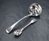 A George III silver Old English pattern sauce ladle, having 'KC' to the terminal, along with a