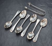 A cased set of six Victorian Old English pattern teaspoons, having bright cut engraving to the