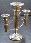 An early 20th century silver epergne vase, the central fluted vase having Chippendale style rim with