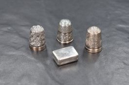 A late 19th/early 20th century silver vinaigrette, of plain rectangular form possibly made from a