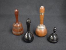 A group of four late 19th/ early 20th century wooden presentation mallets, all of traditional form