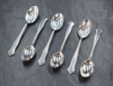 A cased set of six Elizabeth II silver Pembury style coffee spoons, marks for Sheffield 1965,