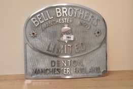 A Bells Brothers Limited metal works sign, dated 1927, w29cm
