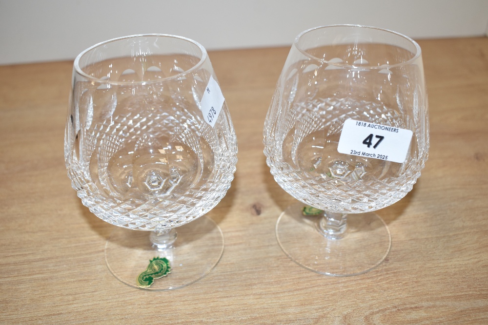 A pair of Waterford coleen pattern cut crystal brandy glasses with original box, paper label to - Image 2 of 3