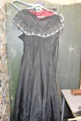 A black evening dress having beaded decoration, sold together with a red evening dress ect, (4)